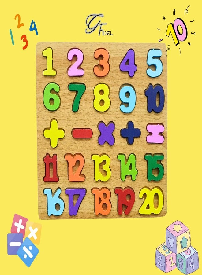 G.FIDEL Wooden Number Puzzles for Kids | 1 to 20 and Mathematical Function Puzzle Board for Toddlers | Learning Toys (Number Puzzle) - Image 5